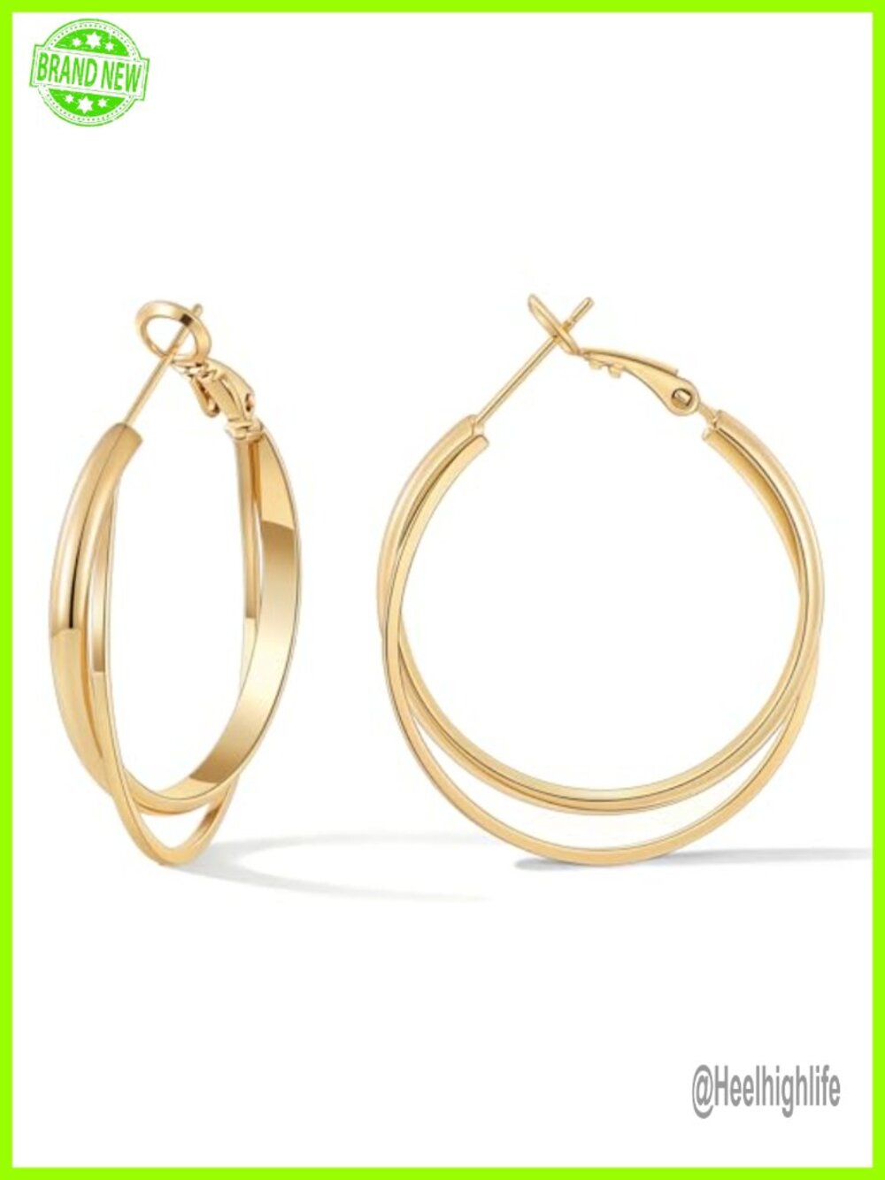 14K Gold Plated Criss Cross Hoop Earrings Women Hypoallergenic 30mm
